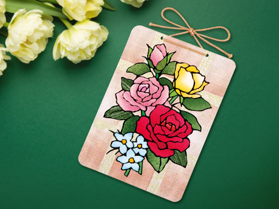 シールはり絵・バラの花束