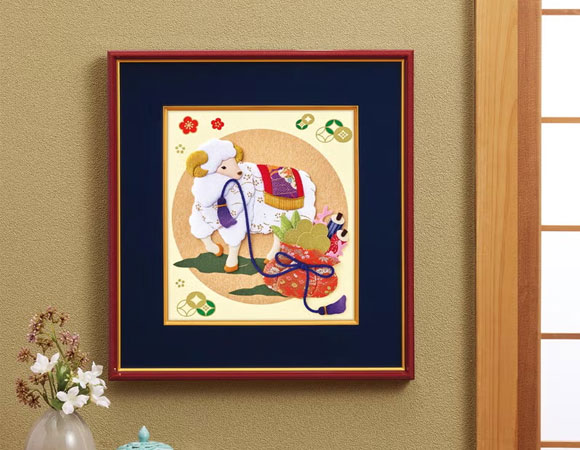 布押絵・開運福ひつじ(大色紙)
