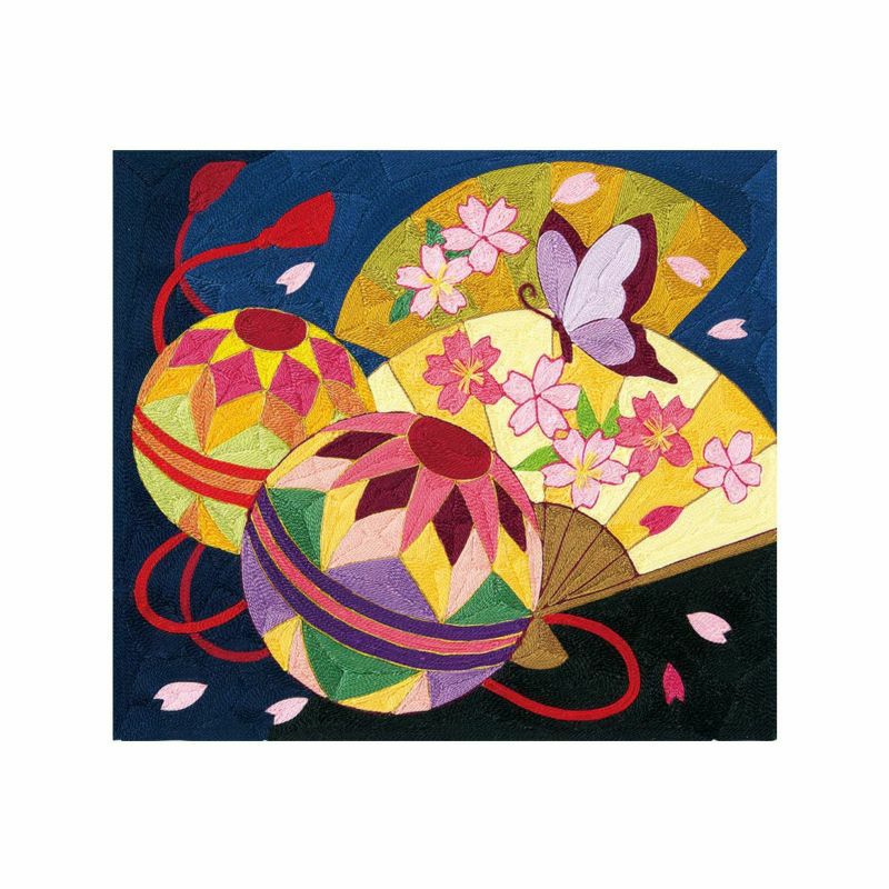 刺繍糸の絵・手まりと扇桜｜株式会社さくらほりきり