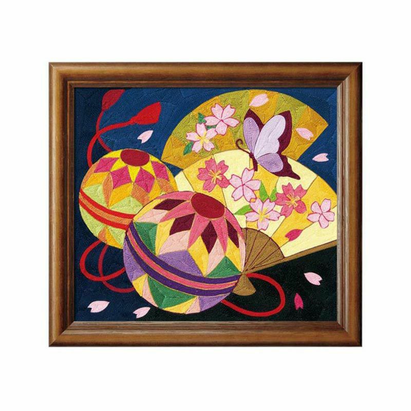 刺繍糸の絵・手まりと扇桜｜株式会社さくらほりきり