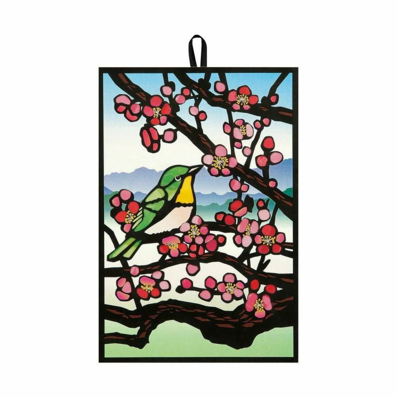 山地司、【紅梅とメジロ】、希少な額装用画集より、状態良好、新品額装付 シールちぎりあ～と・紅梅とメジロ｜株式会社さくらほりきり