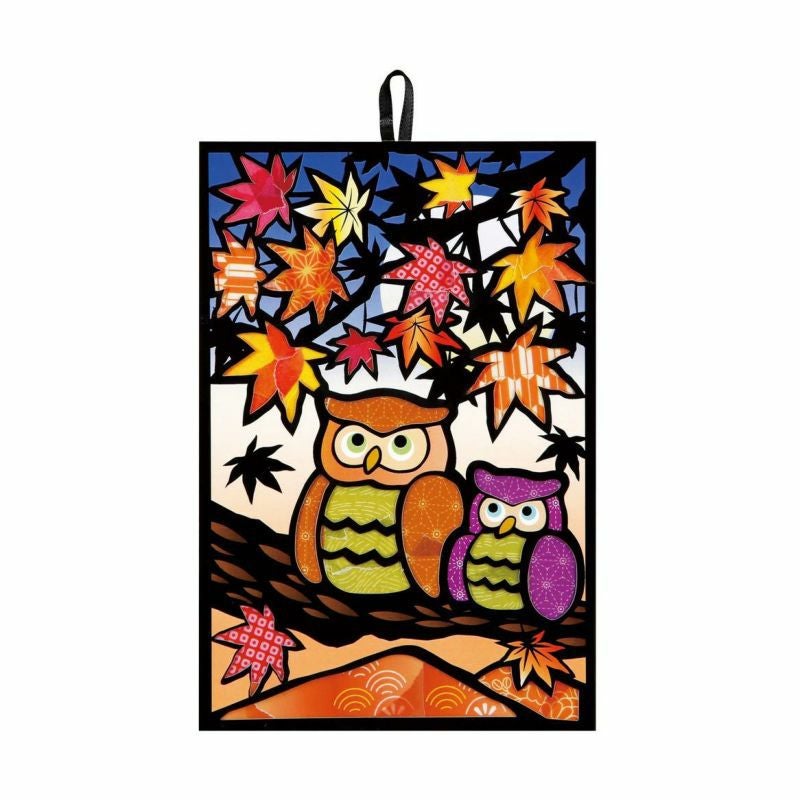 【ちぎり絵】「紅葉−滝」　ハンドメイド　(P 10サイズ）暮らしに彩りを シールちぎりあ～と・紅葉とふくろう｜株式会社さくらほりきり