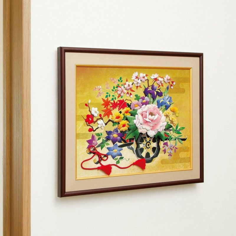 素敵な額入り華やかな花車の押絵 布押絵・絢爛花車｜株式会社さくらほりきり
