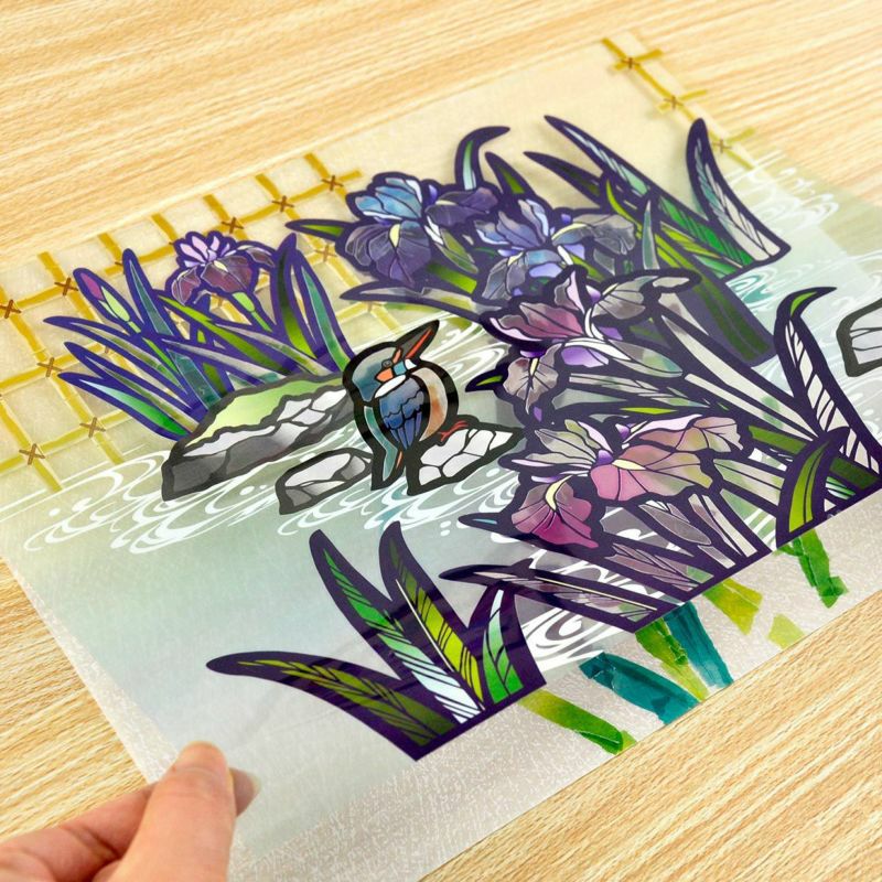 シールちぎりあ～と・菖蒲とカワセミ（絵柄のみ）｜株式会社さくらほりきり