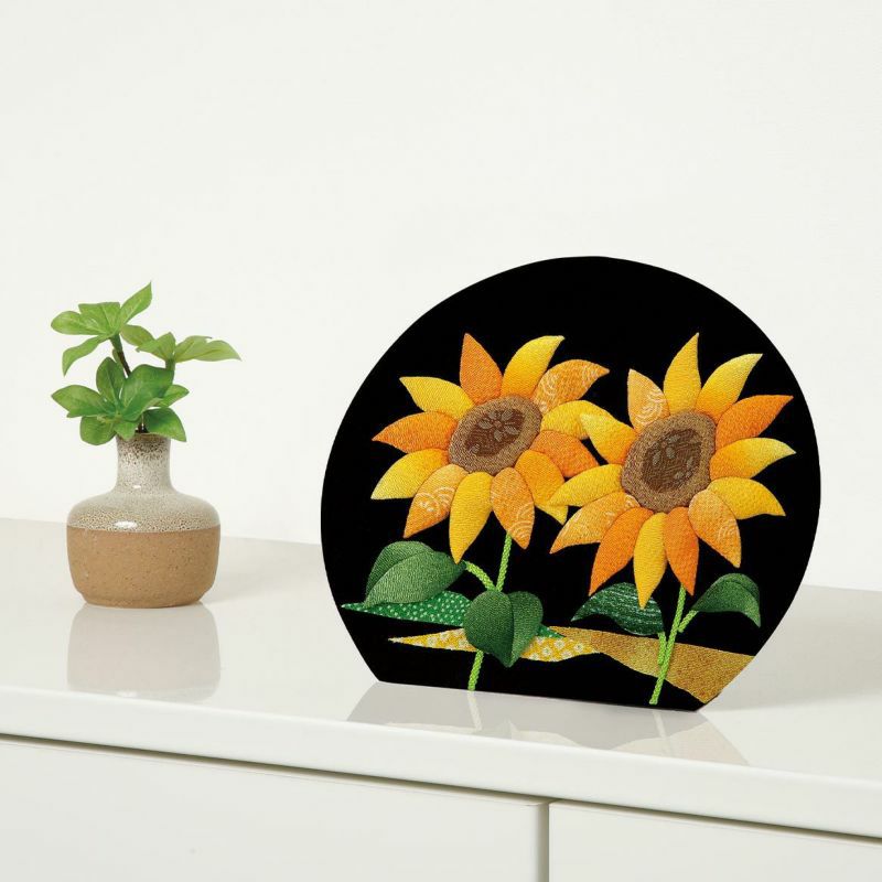 押し花専用額 押し花アート ひまわり　さくらおまとめ ひまわりとあじさいの夏らしい押し花額🌻 ⁡ オーバル型の額縁で