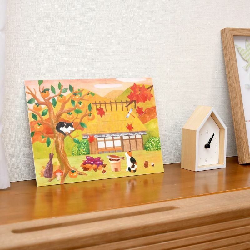 シールはり絵・猫の四季（秋の庭）｜株式会社さくらほりきり
