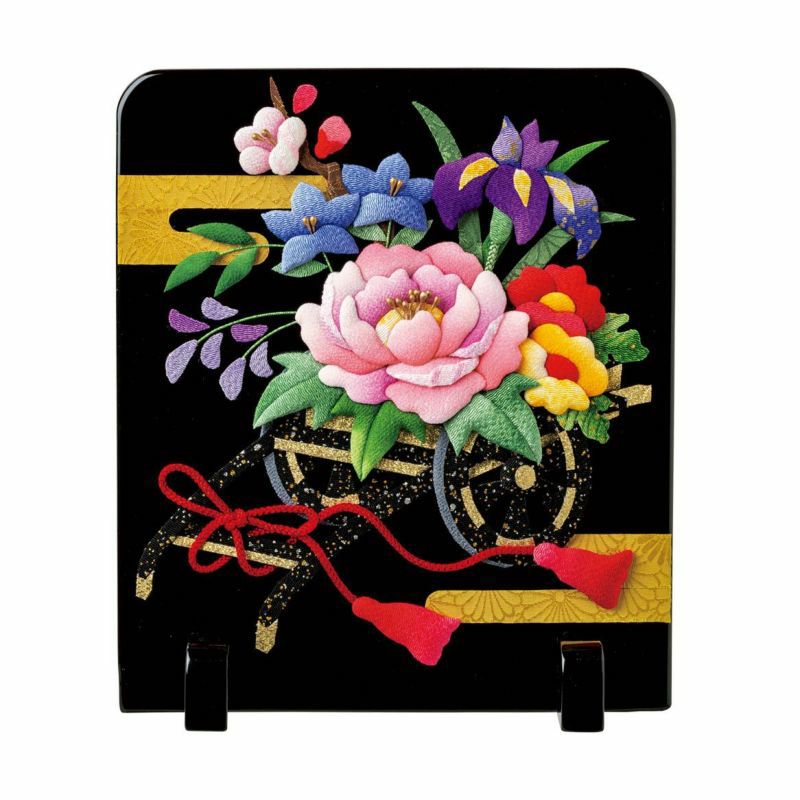 衝立 押絵 衝立・四季の花車｜株式会社さくらほりきり