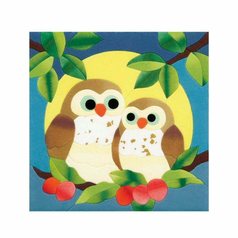 和紙のあとり絵・フクロウの仲良し親子｜株式会社さくらほりきり