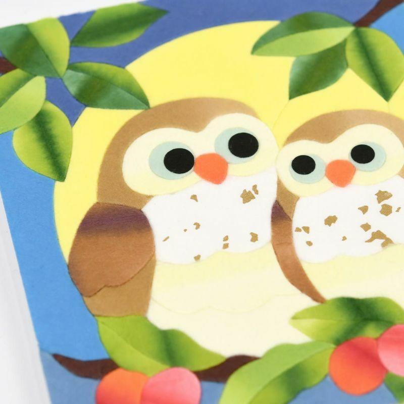和紙のあとり絵・フクロウの仲良し親子｜株式会社さくらほりきり