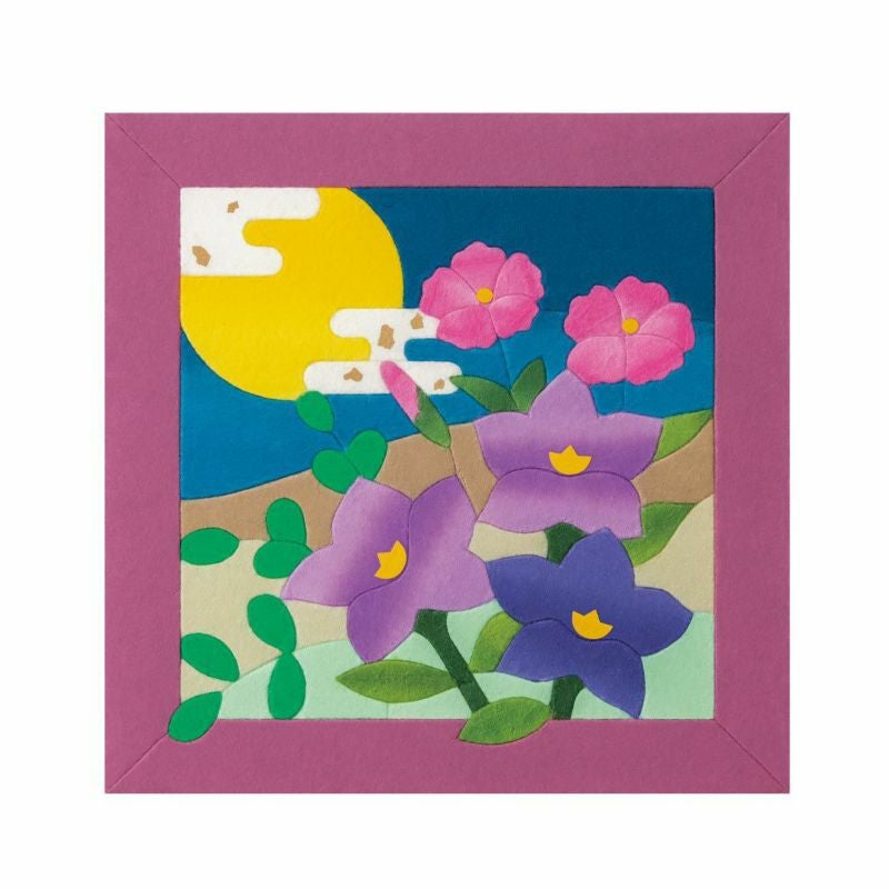 和紙のあとり絵・満月と秋の花｜株式会社さくらほりきり