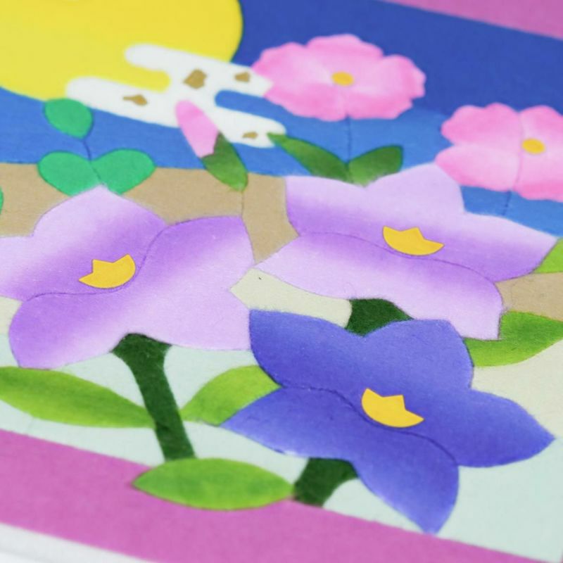 和紙のあとり絵・満月と秋の花｜株式会社さくらほりきり