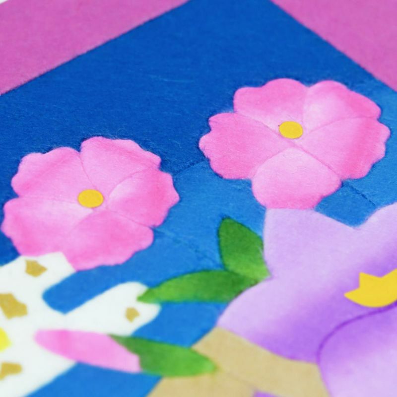 和紙のあとり絵・満月と秋の花｜株式会社さくらほりきり