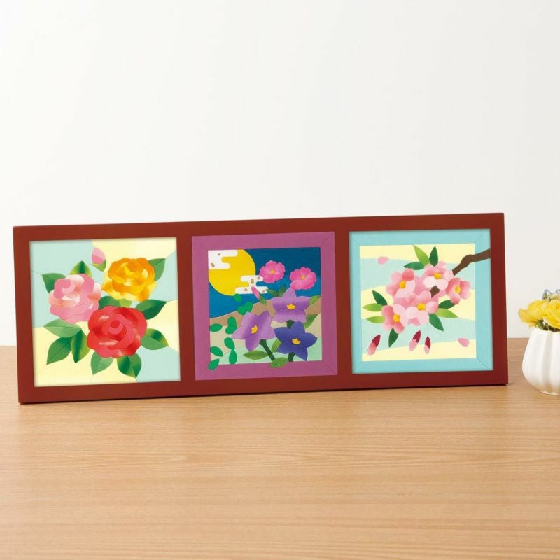 和紙のあとり絵・満月と秋の花｜株式会社さくらほりきり