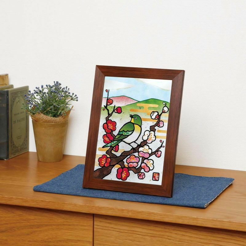 季節のシールはり絵・メジロと紅白梅（二月）｜株式会社さくらほりきり