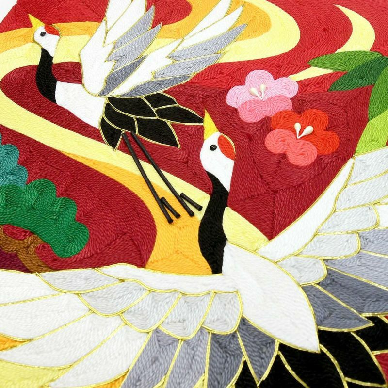 刺繍糸の絵・吉祥夫婦鶴｜株式会社さくらほりきり