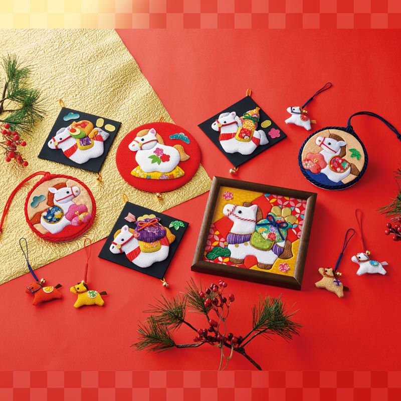 かんたん押絵・祝い福うま（1/4色紙）｜株式会社さくらほりきり