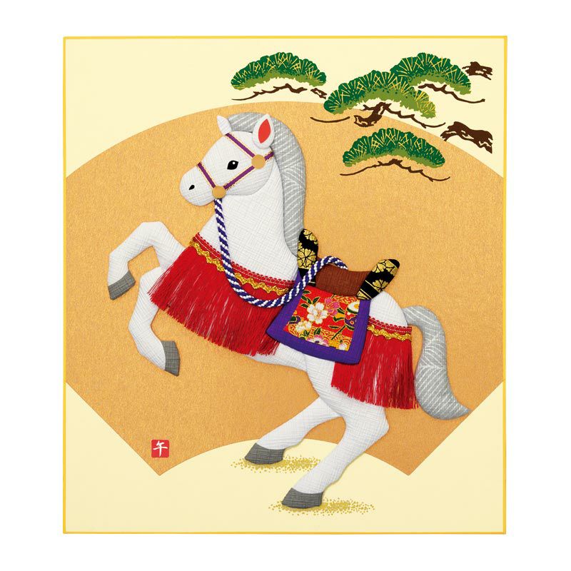 押絵・吉祥白駿馬（大色紙）｜株式会社さくらほりきり