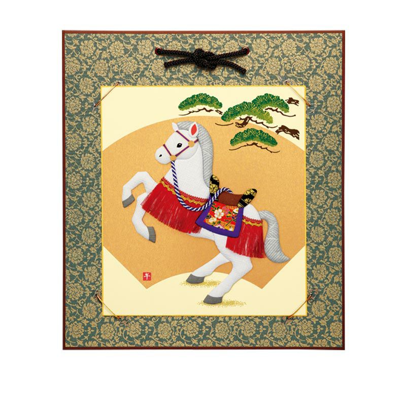 押絵・吉祥白駿馬（大色紙）｜株式会社さくらほりきり