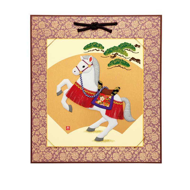 押絵・吉祥白駿馬（大色紙）｜株式会社さくらほりきり