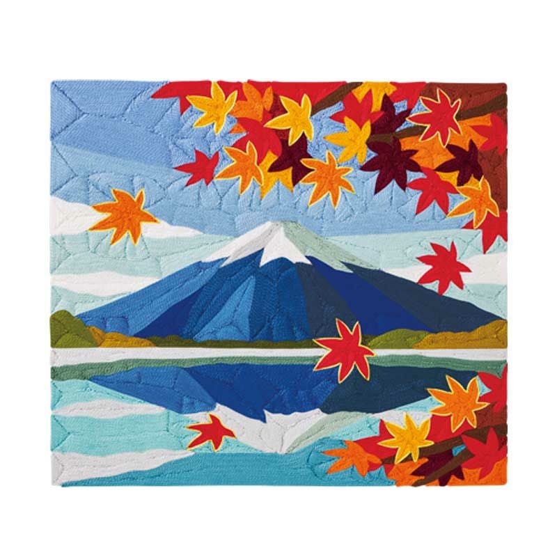 刺繍糸の絵・富士山と紅葉｜株式会社さくらほりきり