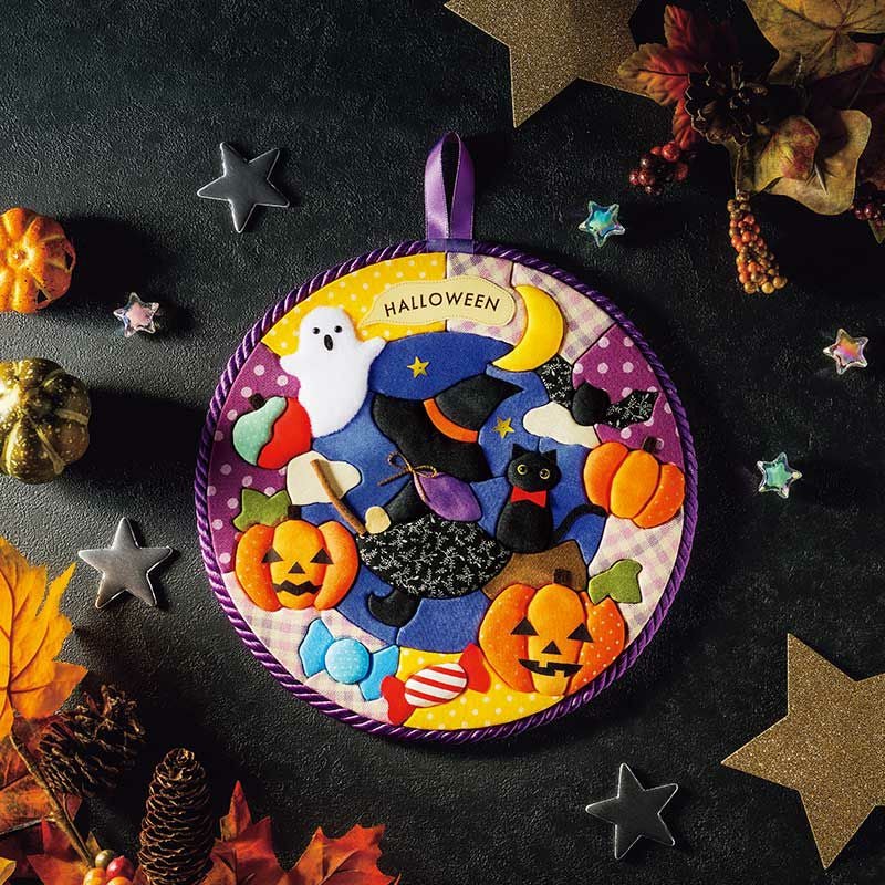 福岡市)ハロウィン♪パッチワークキルトクッション ラピドプリントパッチワーククッション 42cm×42cm インド｜マライカ