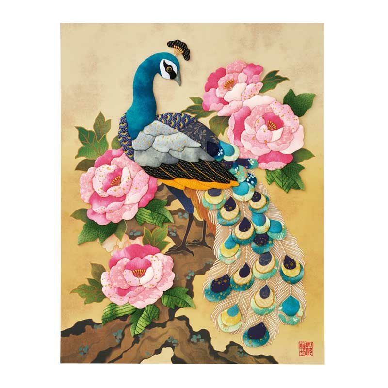 中国　景徳鎮製　孔雀牡丹図大瓶　送料込み0325 布押絵・孔雀牡丹図｜株式会社さくらほりきり