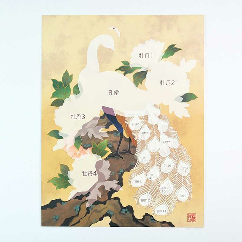 屏風仕切り孔雀絵木素材 布押絵・孔雀牡丹図｜株式会社さくらほりきり