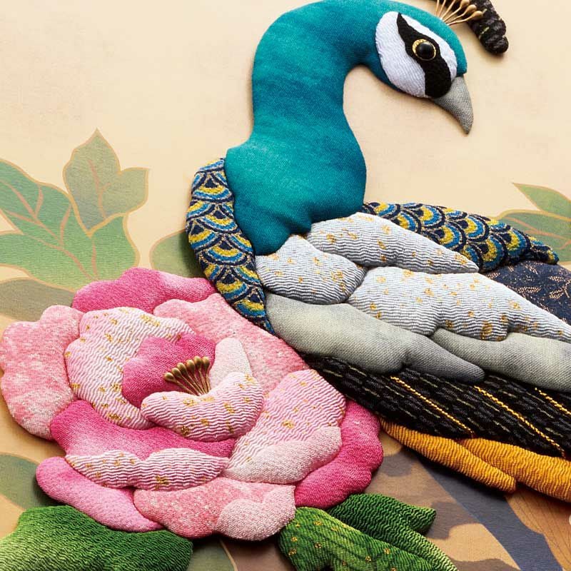 屏風仕切り孔雀絵木素材 刺繍孔雀図屏風 文化遺産オンライン