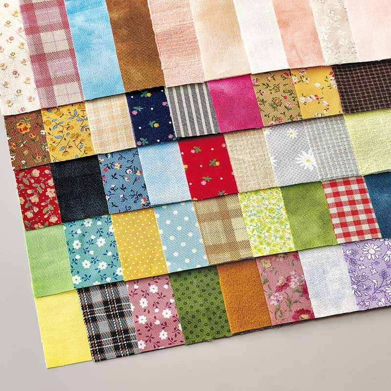 色柄が楽しい45枚の布を使って作ります