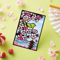 風情ある日本の春の景色を、切り絵風の洗練された絵柄で表現