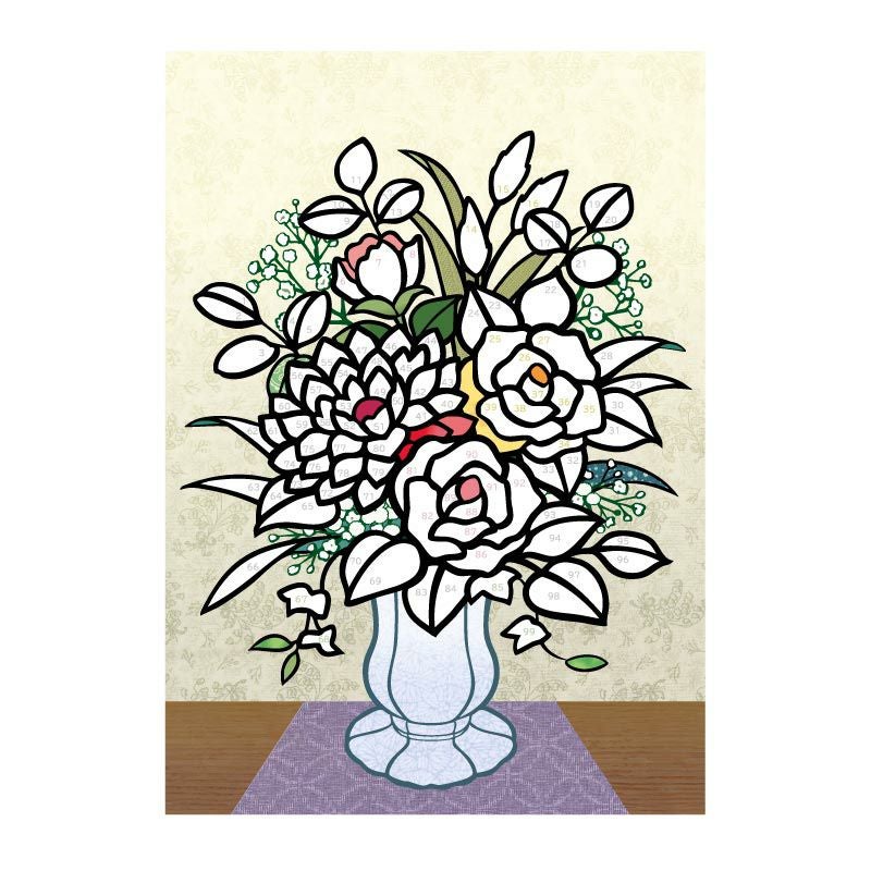 細かい部分はあらかじめ下絵に印刷されています