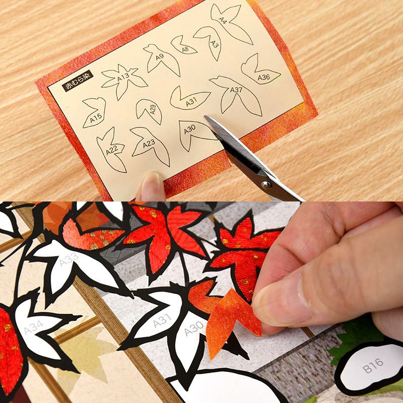 はさみで布を切って貼るだけ