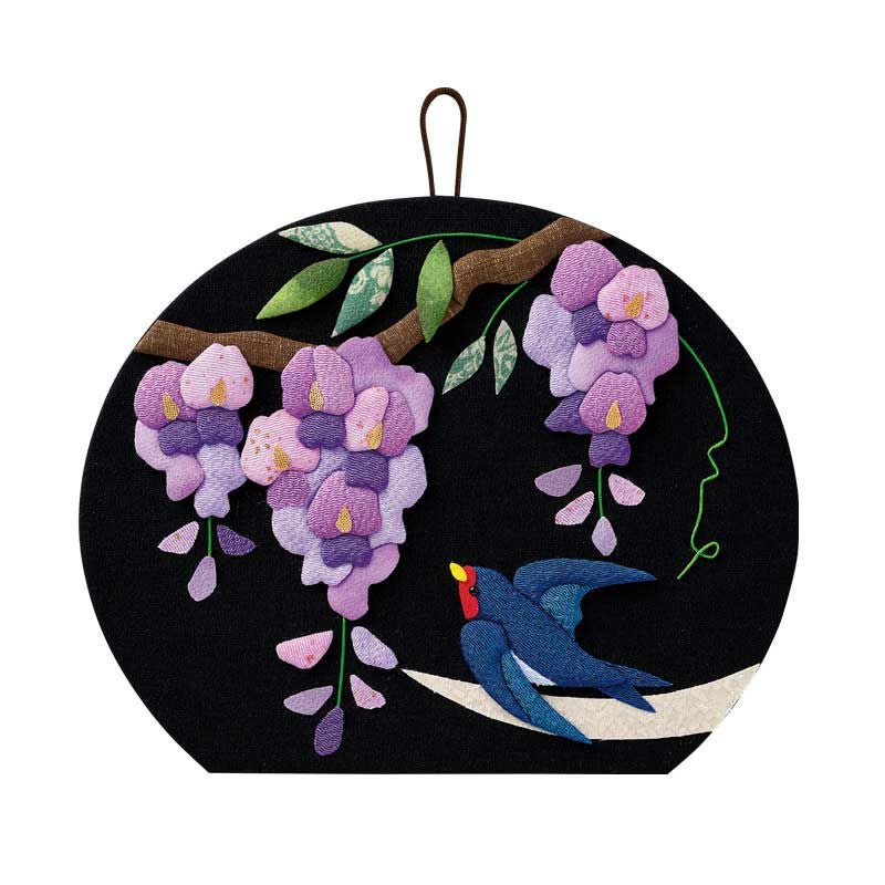 押し絵　押絵 押絵飾り・花歳時記（つばめと藤）｜株式会社さくらほりきり