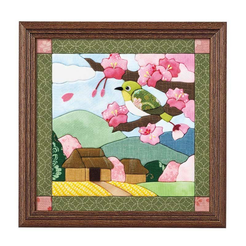 きめこみ暦・四月（メジロと桜）｜株式会社さくらほりきり