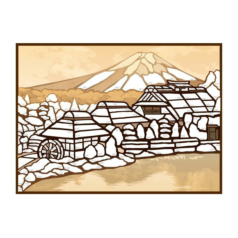 細かい部分はあらかじめ下絵に印刷済み