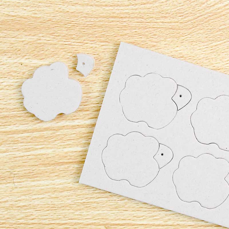 目の位置にあらかじめ印がついているので、誰でも可愛らしいお顔に仕上げられます