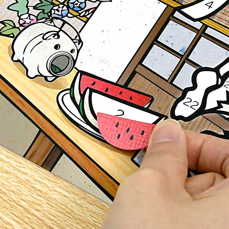 下絵は特殊加工されているので、剥がして貼り直すことができます