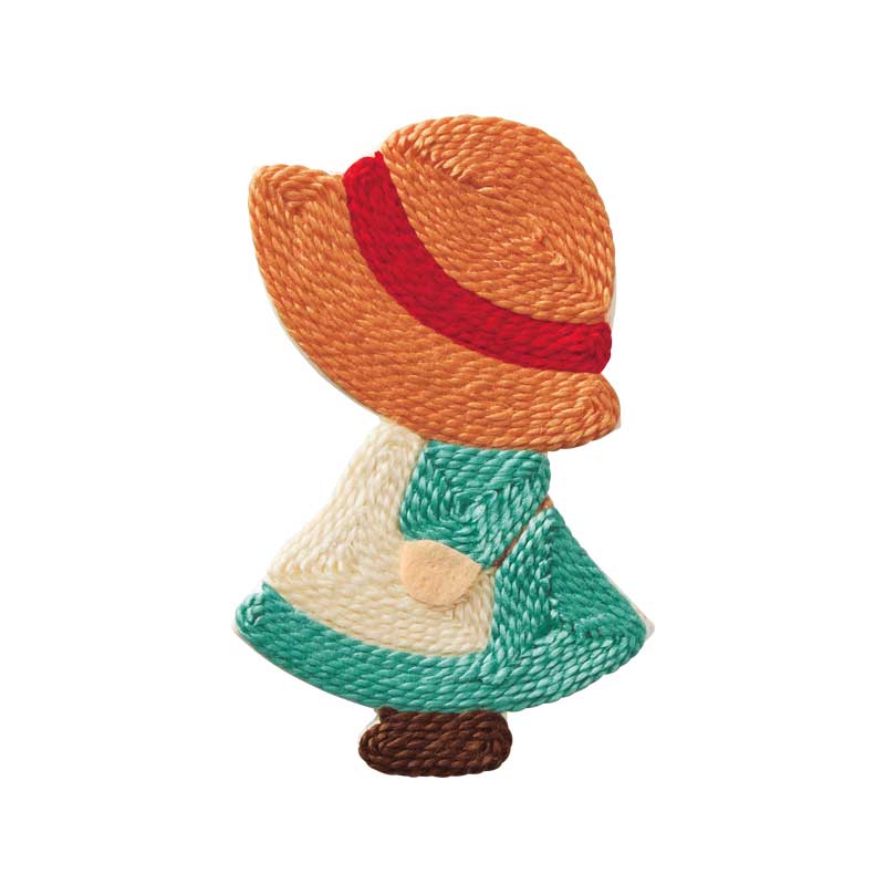 ミントグリーンにお洋服に、オレンジのボンネットが爽やかな印象のスーちゃん