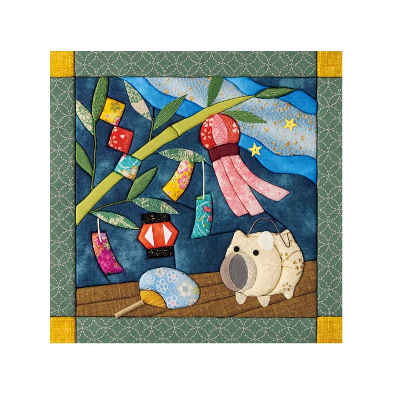 【ちぎり絵】「幻想-夕暮れ」　ハンドメイド　(P 10サイズ)　暮らしに彩りを きめこみ暦・七月（七夕飾り）｜株式会社さくらほりきり