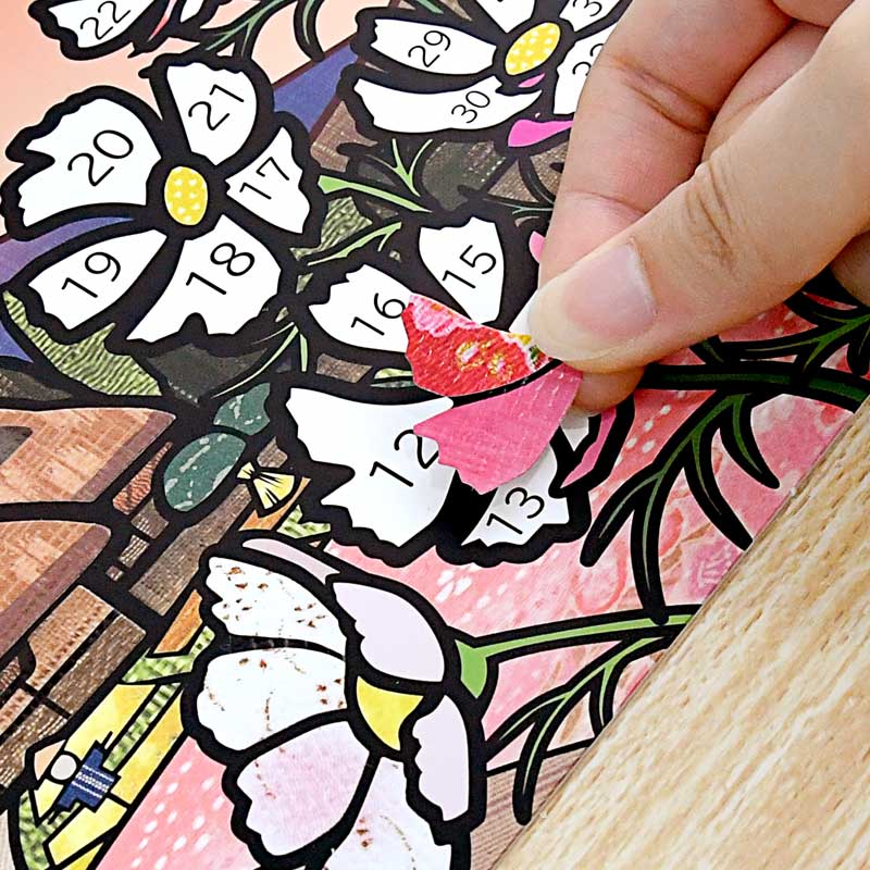 下絵は特殊加工されているので、剥がして貼り直すことができます
