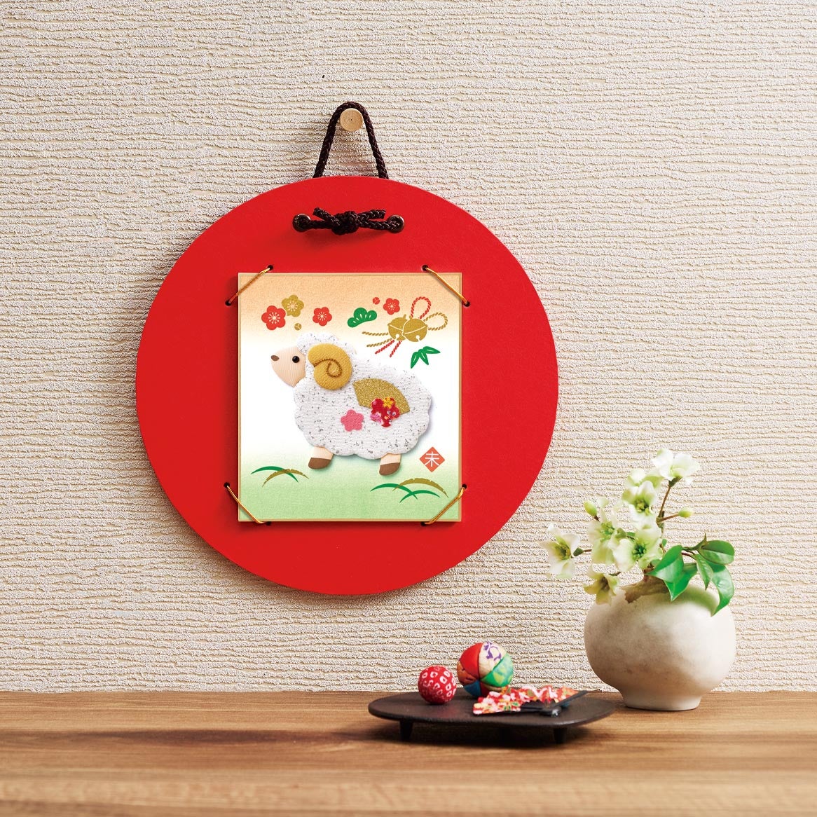 布押絵・寿々福ひつじ(1/4色紙）｜株式会社さくらほりきり