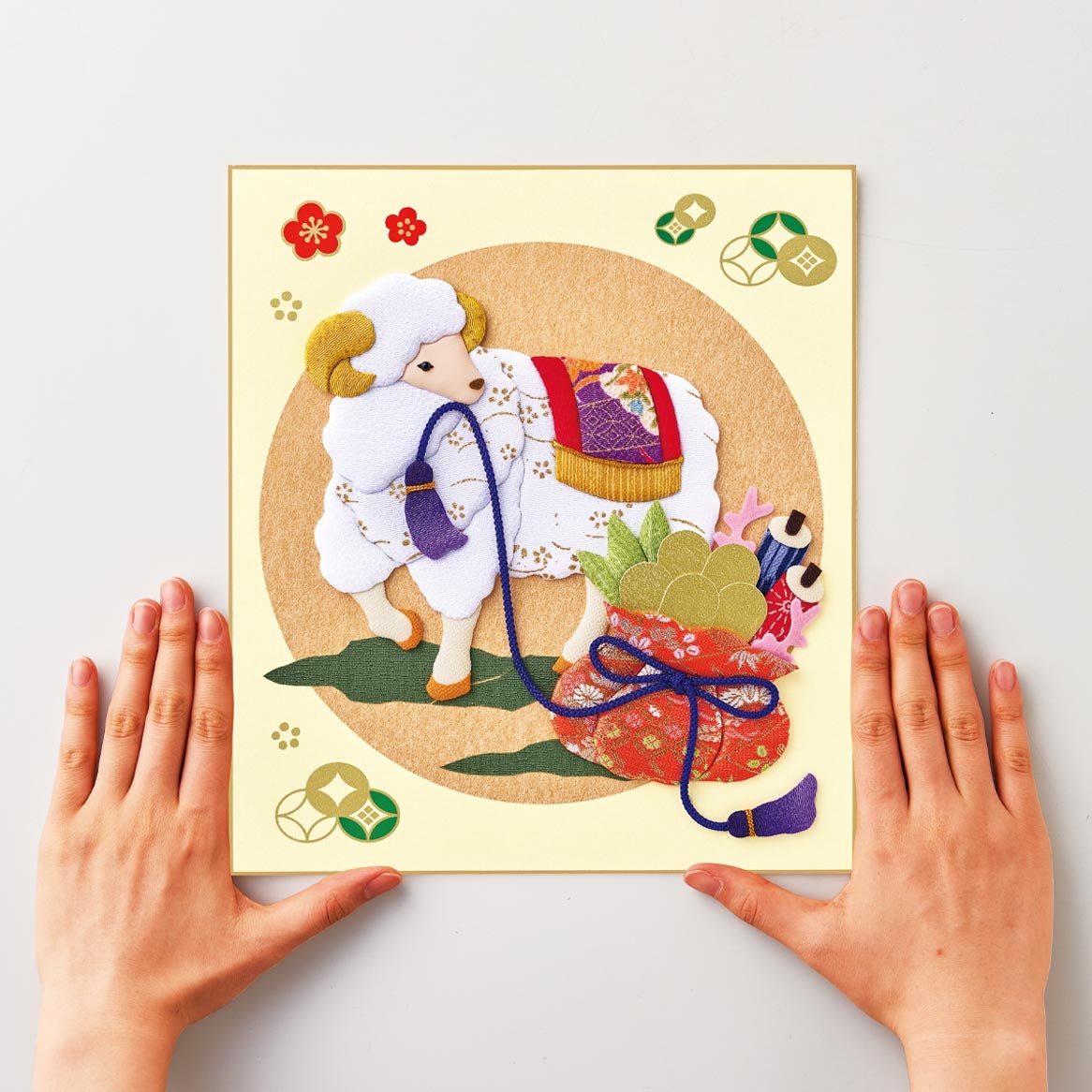 布押絵・開運福ひつじ(大色紙)｜株式会社さくらほりきり