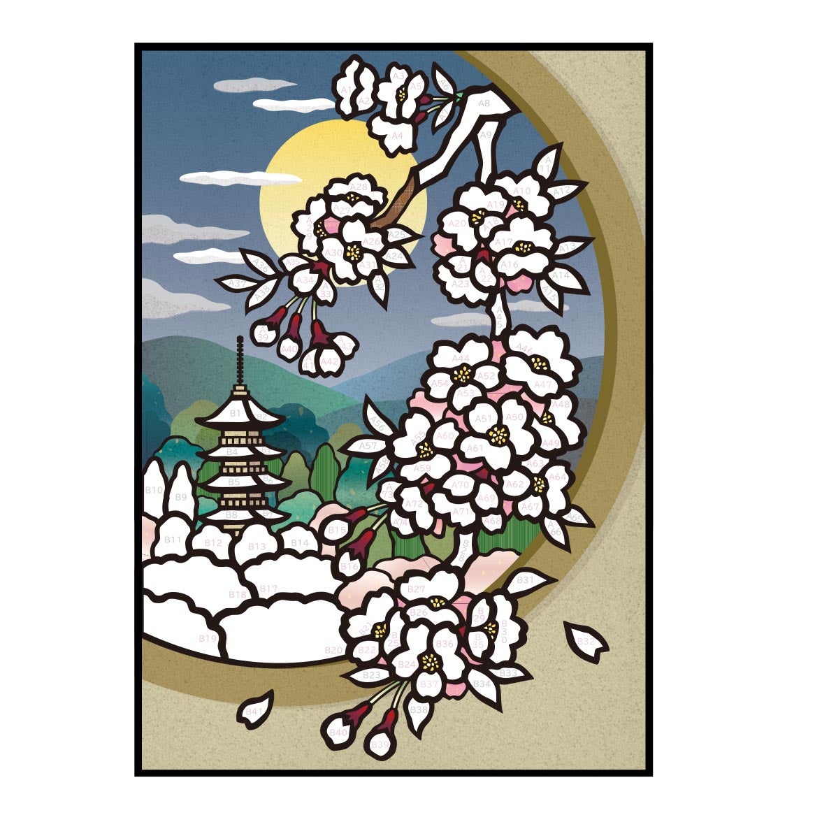 細かい部分はあらかじめ下絵に印刷されています